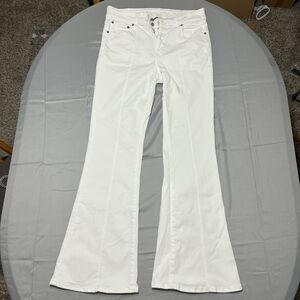 American Eagle Outfitters Women's White Flare Denim Jeans (Size 14 Long)